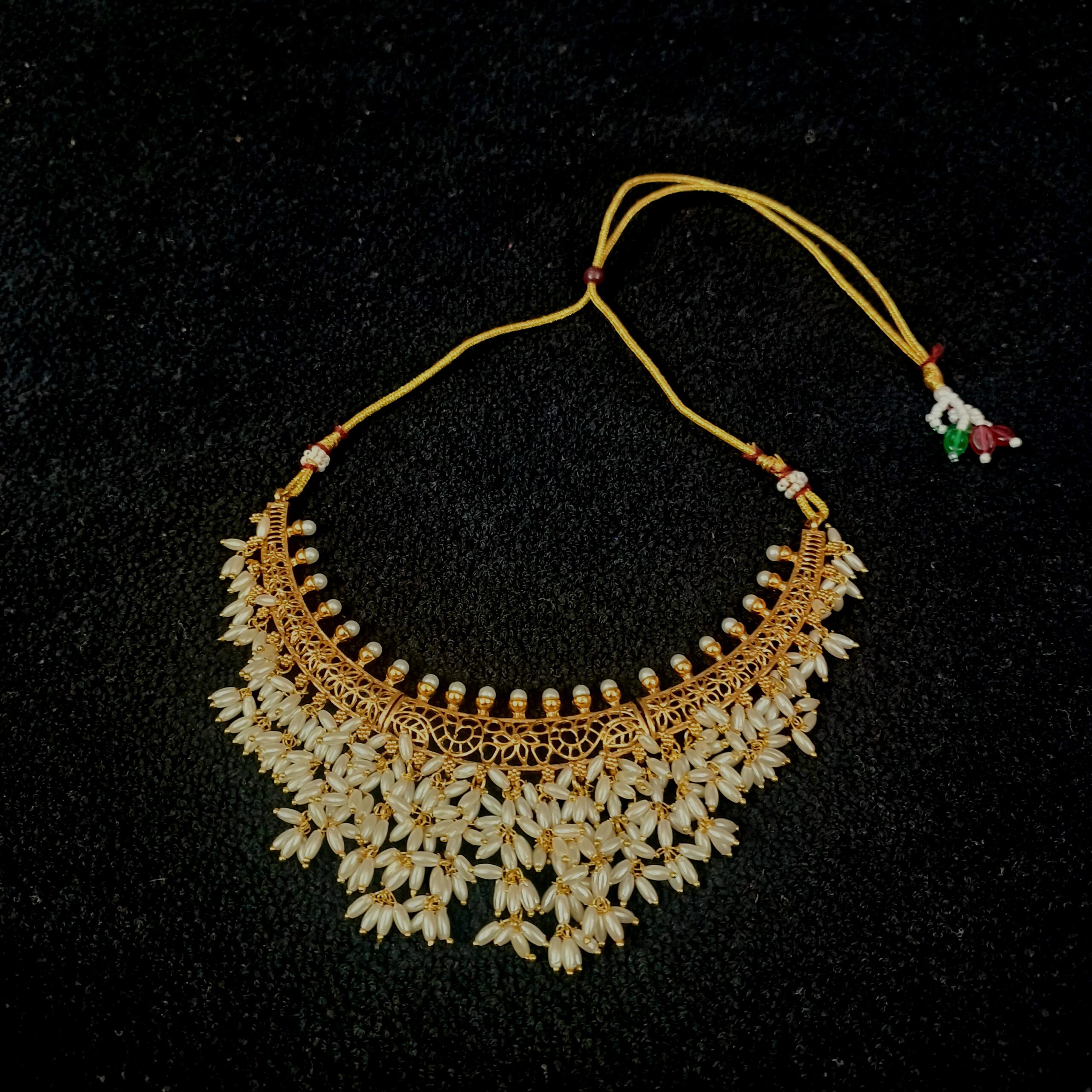 1gm Gold & Pearl Blossom Jewellery Set - Image 2