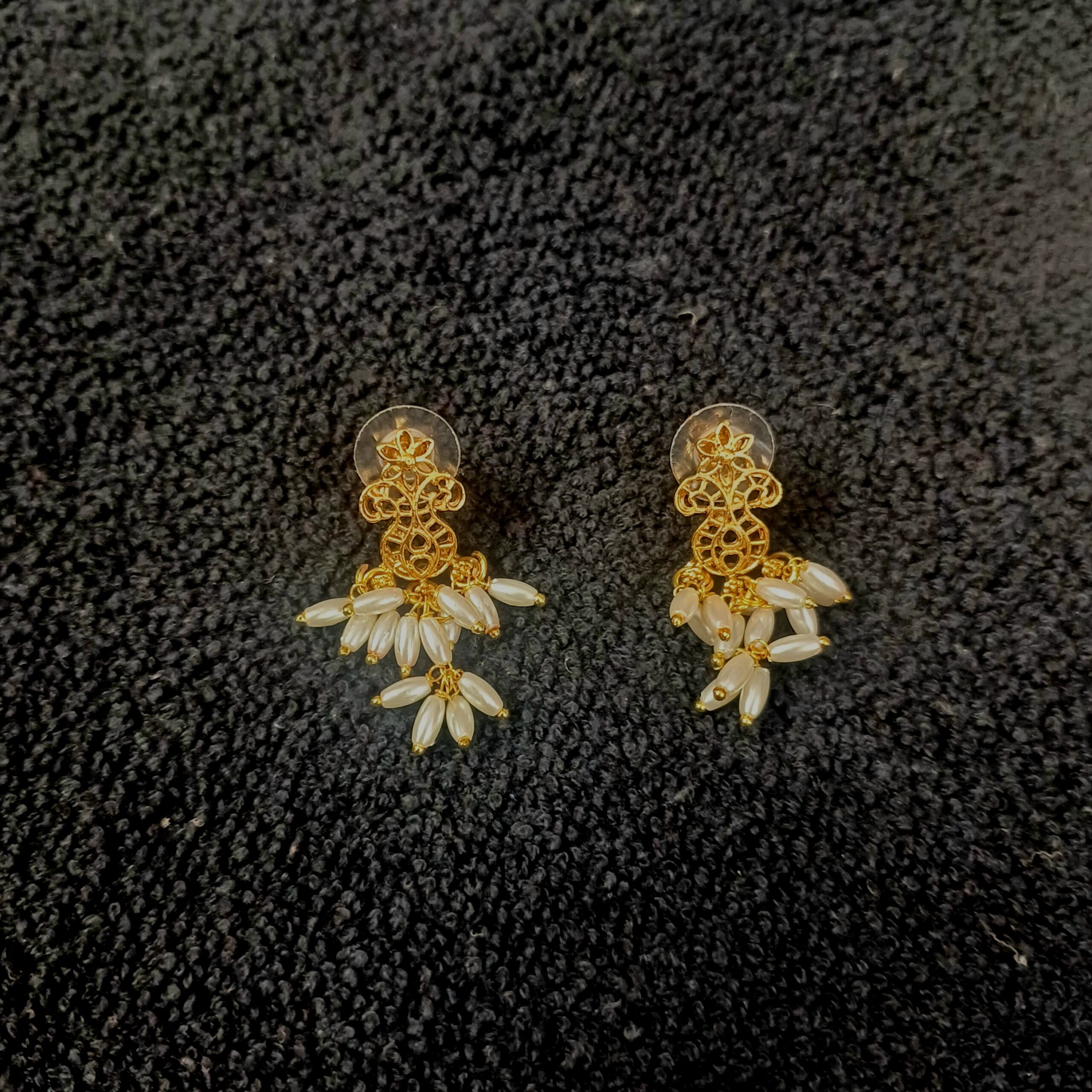 1gm Gold & Pearl Blossom Jewellery Set - Image 3